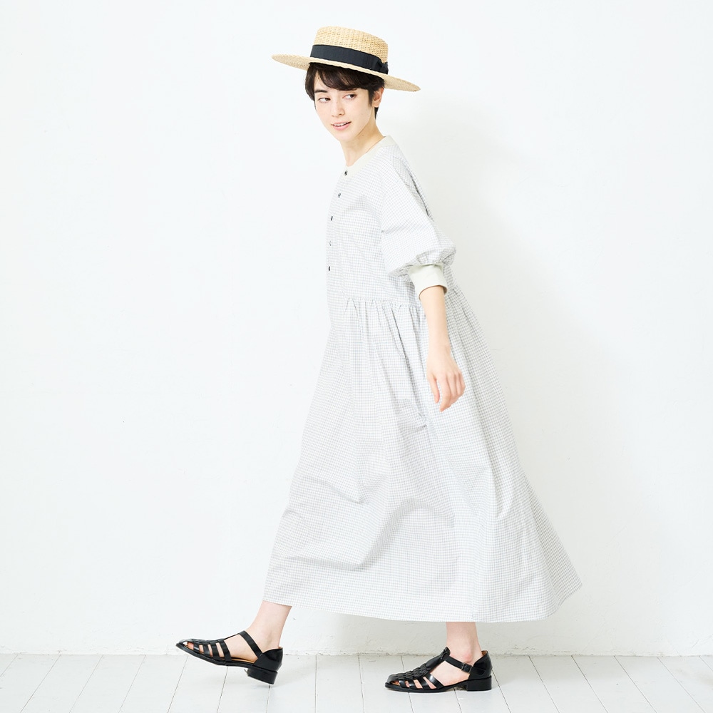 NARU(ナル) 綿麻タイプライターチェック&ストライプ ハンドベル