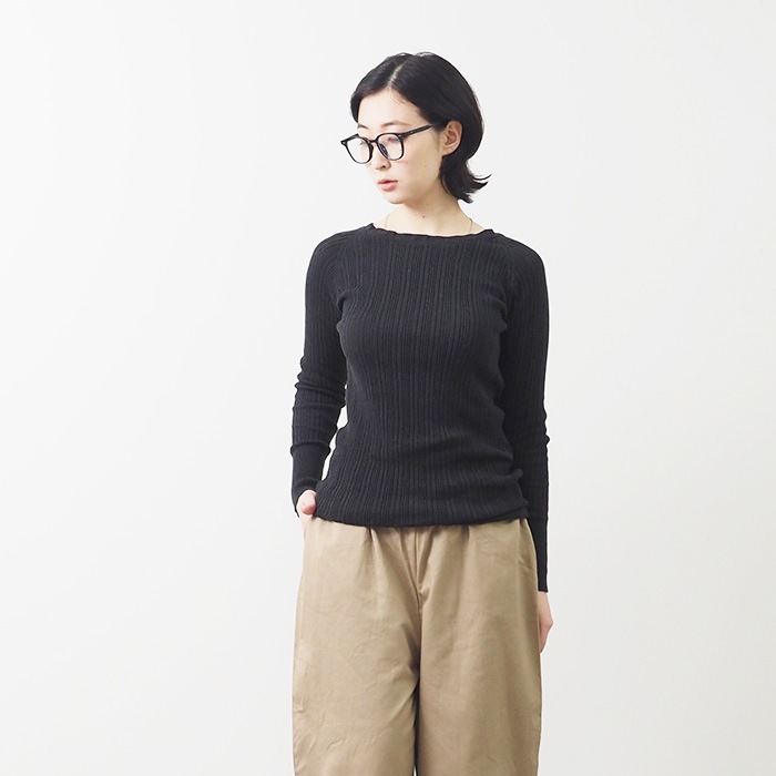 NARU(ナル) コットンランダムリブニットボートネック 650700