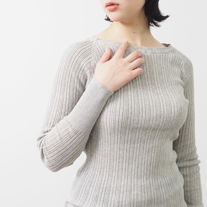 NARU(ナル) コットンランダムリブニットボートネック 650700