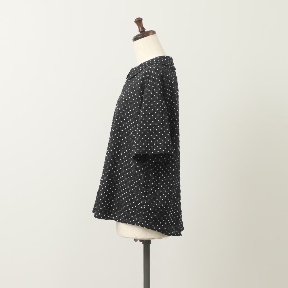 【予約】NARU(ナル) 80ローンリップルシンプルドット ワイドカラーシャツ 662830BF