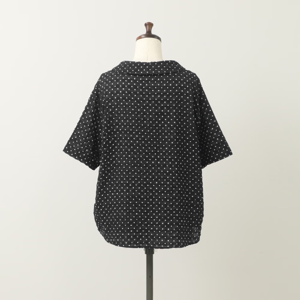 【予約】NARU(ナル) 80ローンリップルシンプルドット ワイドカラーシャツ 662830BF