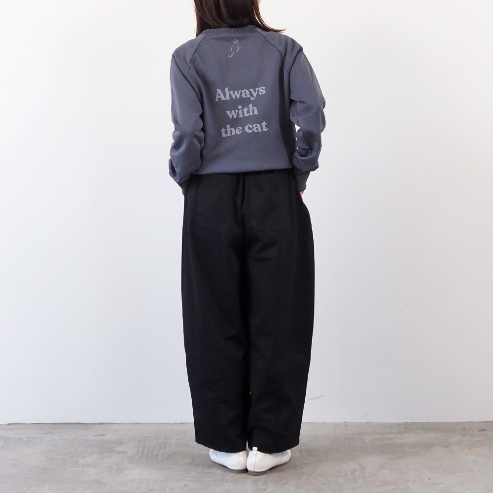 【kuboさんコラボ】NARU(ナル) クリア裏毛 ねこプリントプルオーバー 6W-kb-01