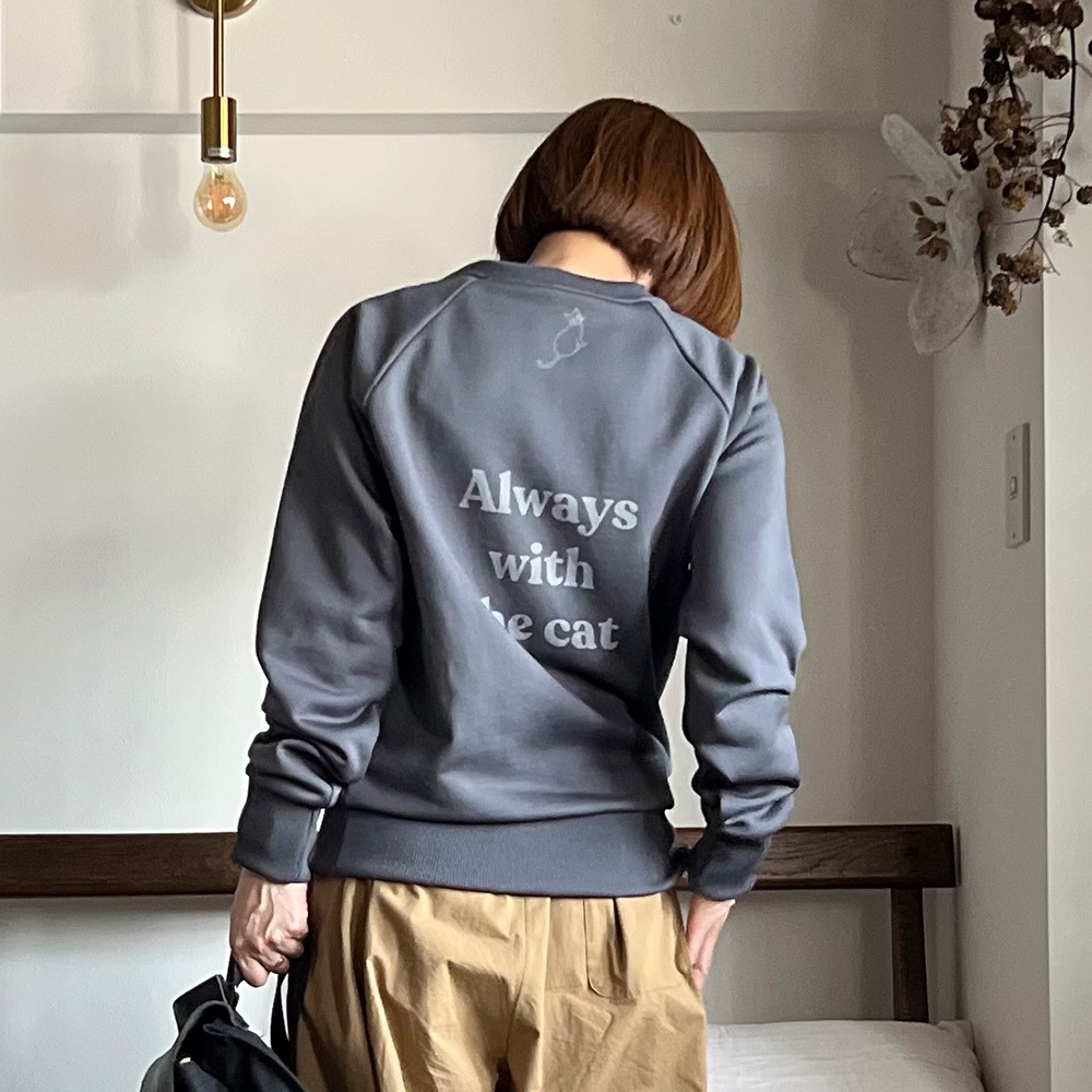 【kuboさんコラボ】NARU(ナル) クリア裏毛 ねこプリントプルオーバー 6W-kb-01