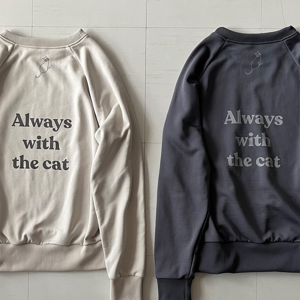 【kuboさんコラボ】NARU(ナル) クリア裏毛 ねこプリントプルオーバー 6W-kb-01