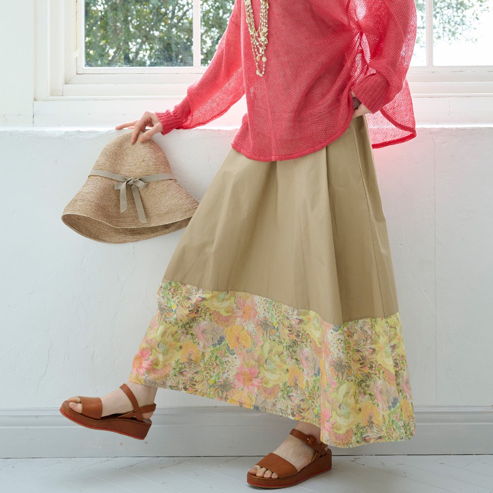 NARU(ナル) LIBERTYコットン(Marina Seaflower) 足元かわいいスカート 661951