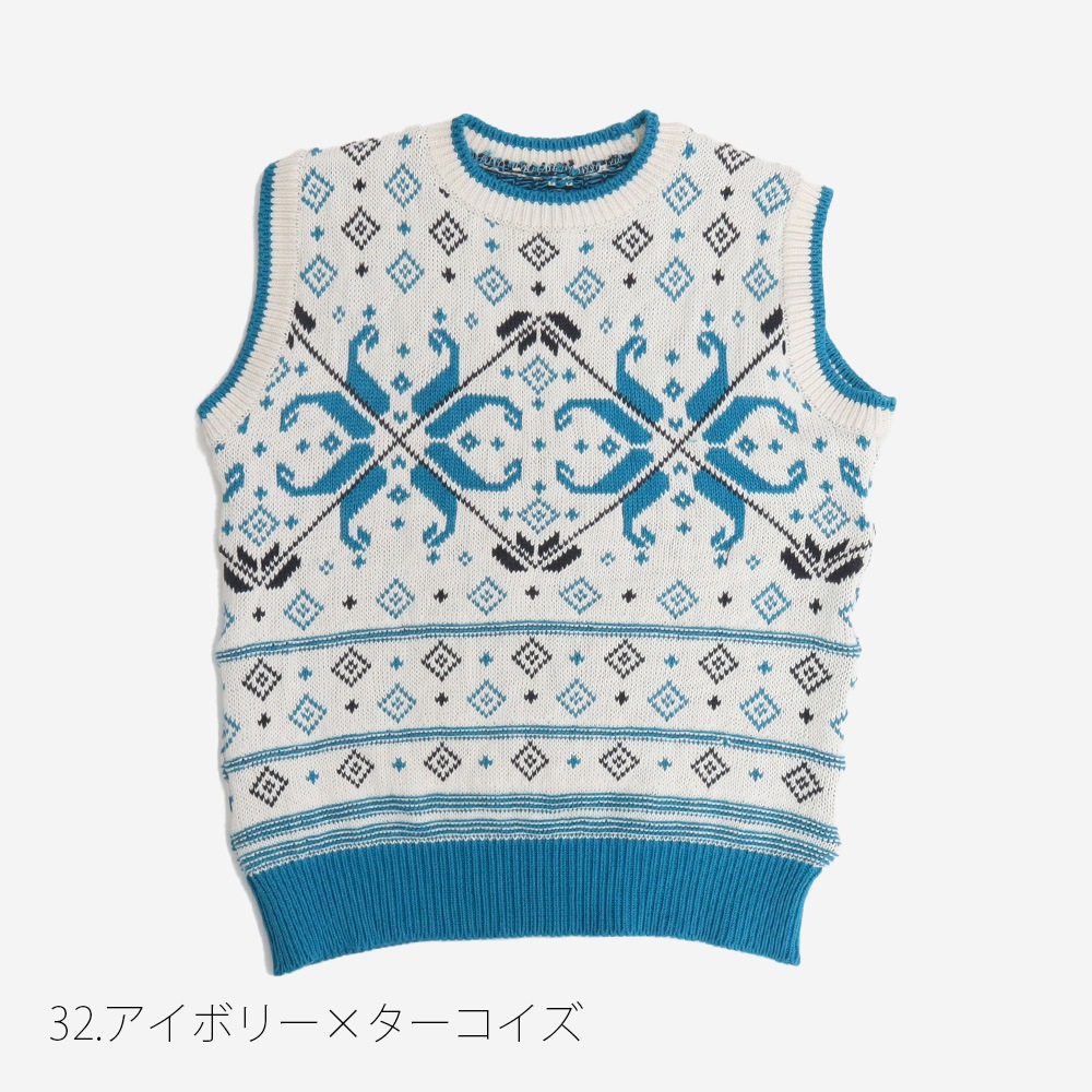 NARU(ナル) コンパクトヤーン 雪柄ケーブルベスト 666400