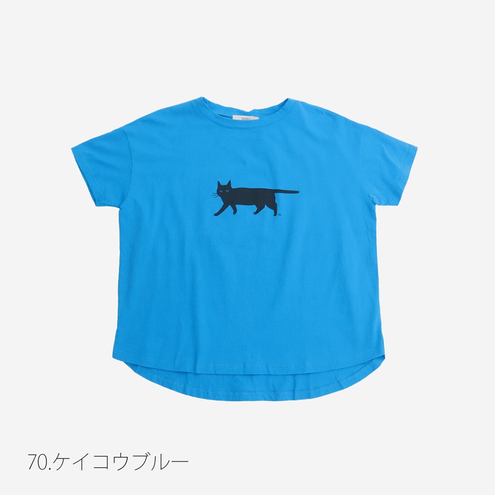 【小泉さよさんコラボ】NARU(ナル) ナチュラルソフト天竺 くろねこシャツ 672007