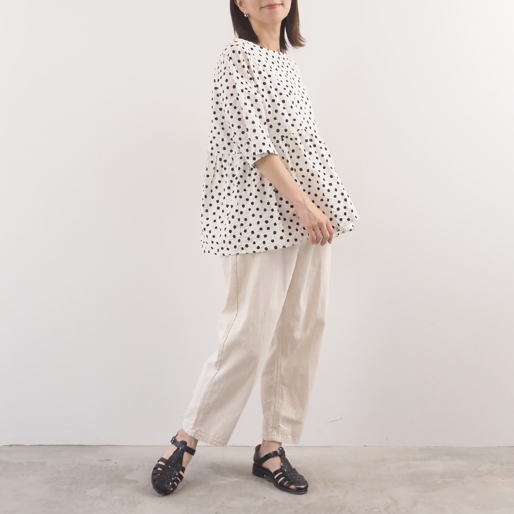 NARU(ナル) 60ローンリップルドット ギャザーチュニック 671805