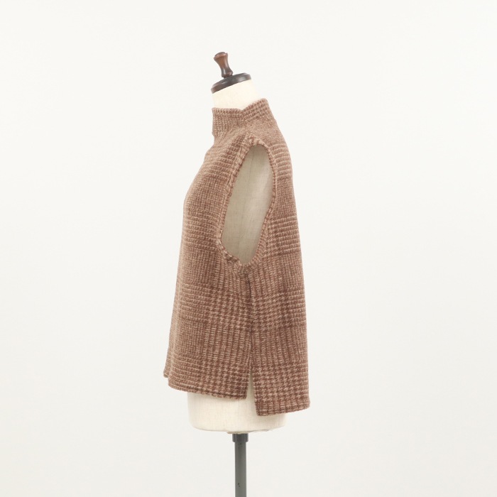 NARU(ナル) イタリアンエアリーグレンチェック ハイネックベスト 656251