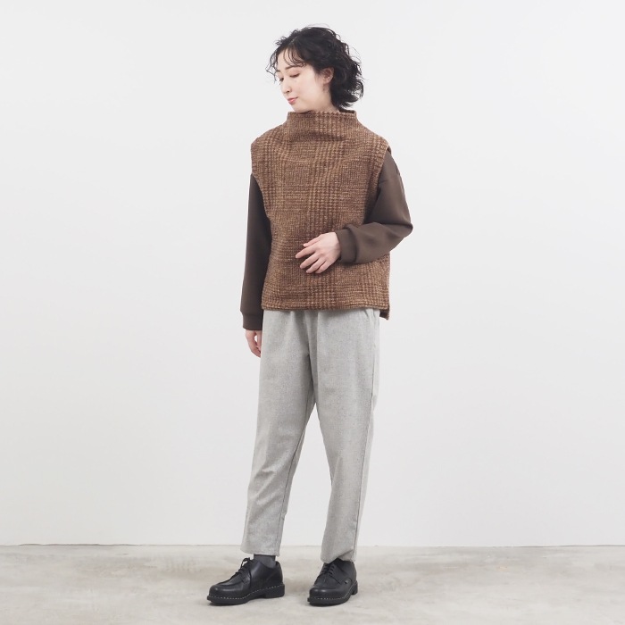 NARU(ナル) イタリアンエアリーグレンチェック ハイネックベスト 656251