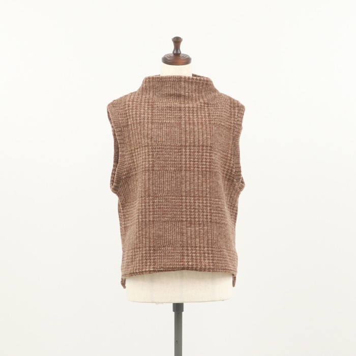 NARU(ナル) イタリアンエアリーグレンチェック ハイネックベスト 656251