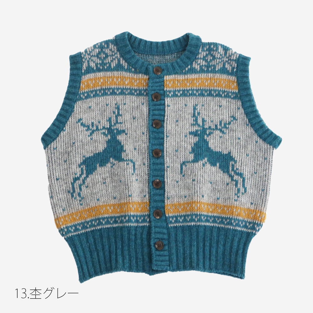 NARU(ナル) ドーゼットエアーヤーンカウチンニットベスト 668406