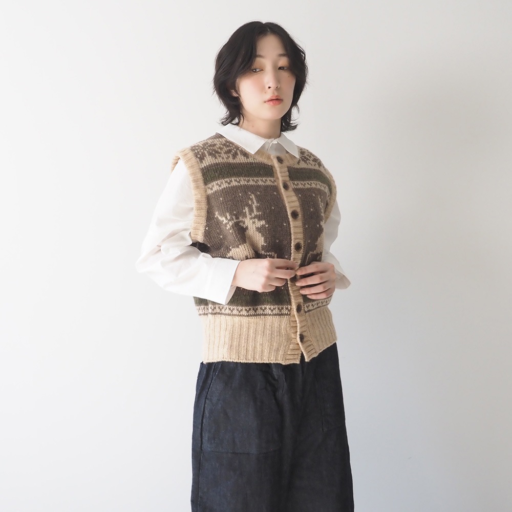 NARU(ナル) ドーゼットエアーヤーンカウチンニットベスト 668406