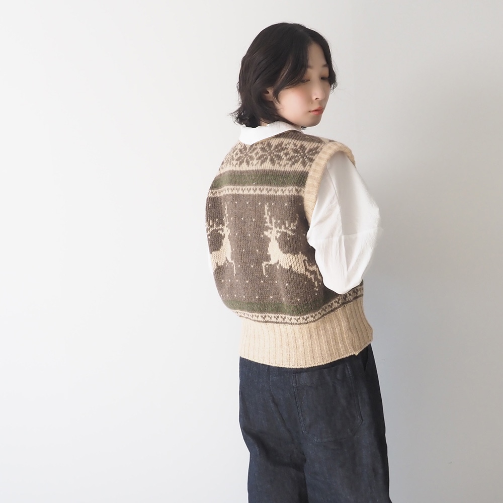 NARU(ナル) ドーゼットエアーヤーンカウチンニットベスト 668406