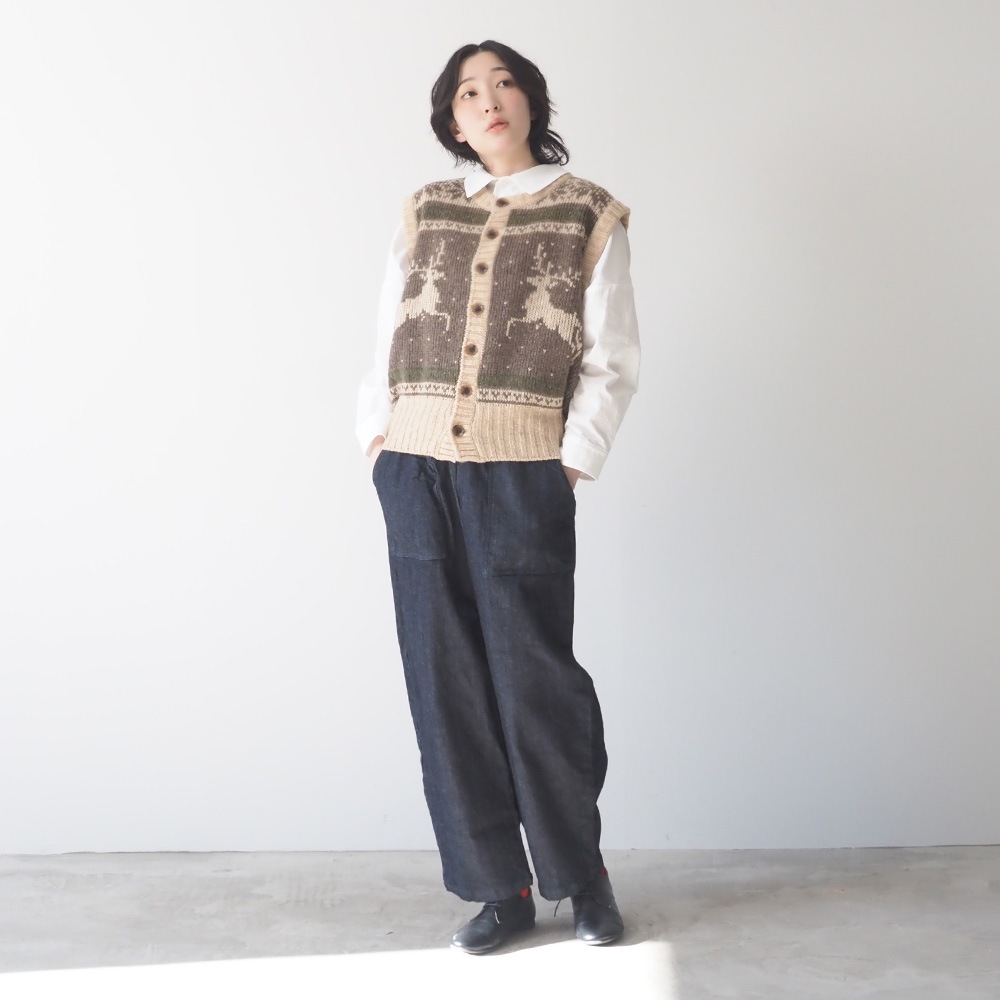 NARU(ナル) ドーゼットエアーヤーンカウチンニットベスト 668406