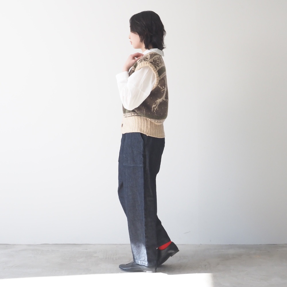 NARU(ナル) ドーゼットエアーヤーンカウチンニットベスト 668406