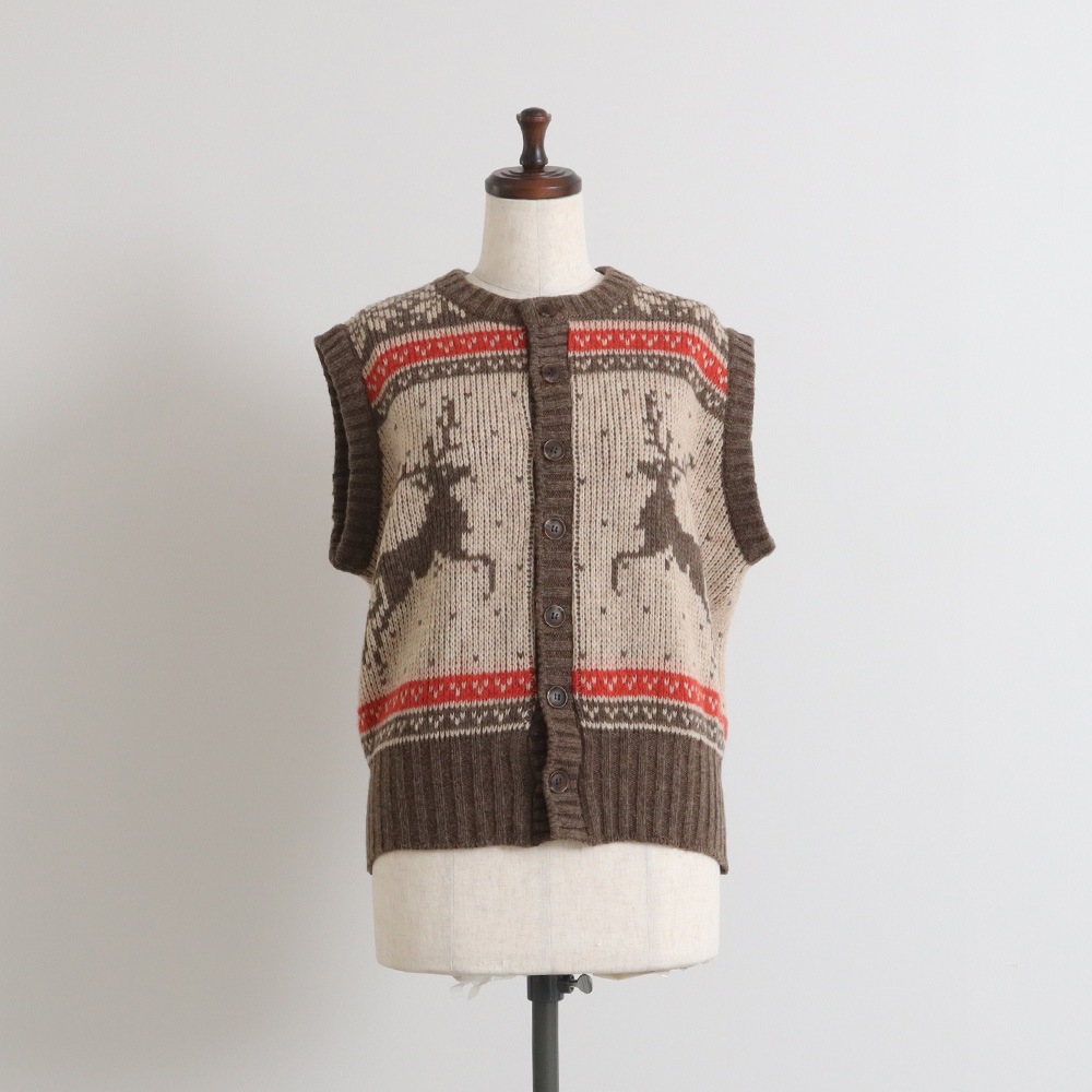 NARU(ナル) ドーゼットエアーヤーンカウチンニットベスト 668406