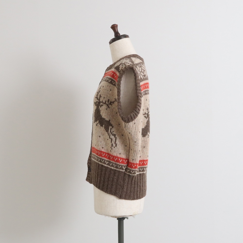 NARU(ナル) ドーゼットエアーヤーンカウチンニットベスト 668406