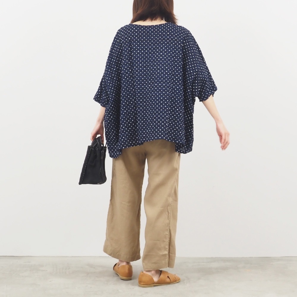 NARU(ナル) 80ローンリップルシンプルドット ゆったりブラウス 662831