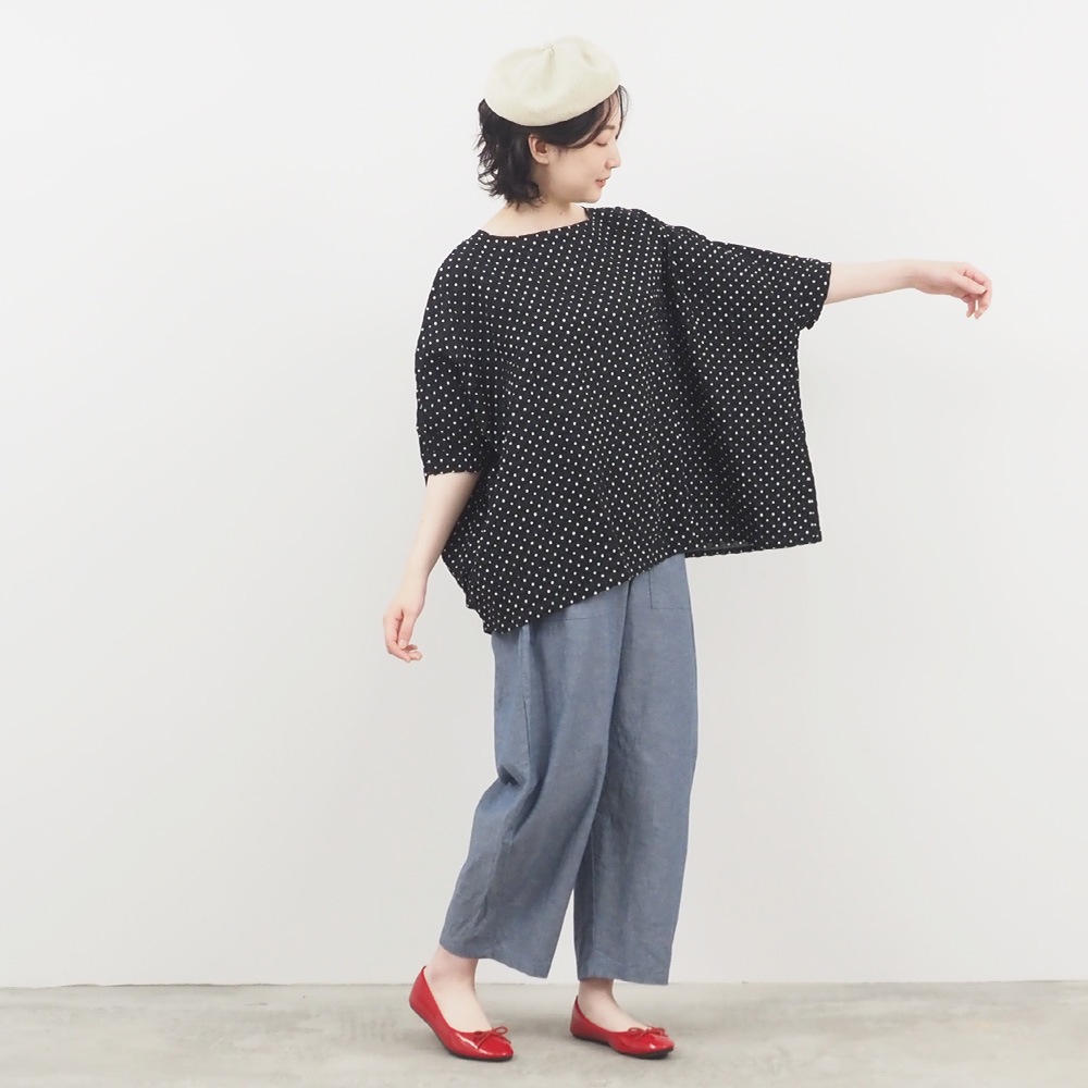 NARU(ナル) 80ローンリップルシンプルドット ゆったりブラウス 662831