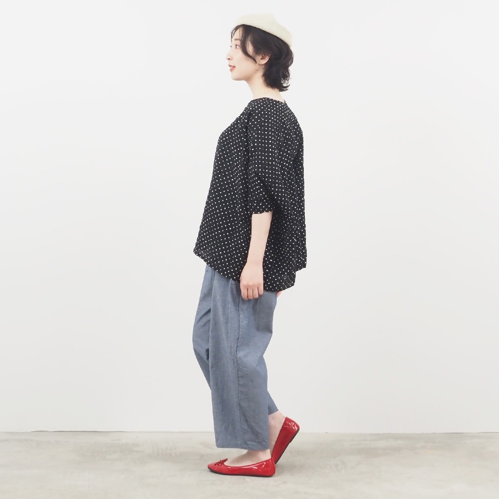 NARU(ナル) 80ローンリップルシンプルドット ゆったりブラウス 662831
