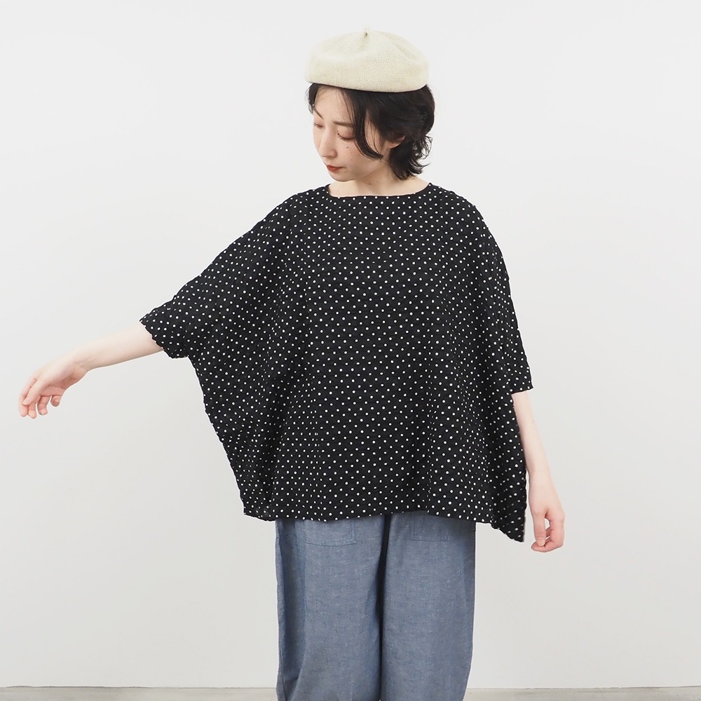 NARU(ナル) 80ローンリップルシンプルドット ゆったりブラウス 662831