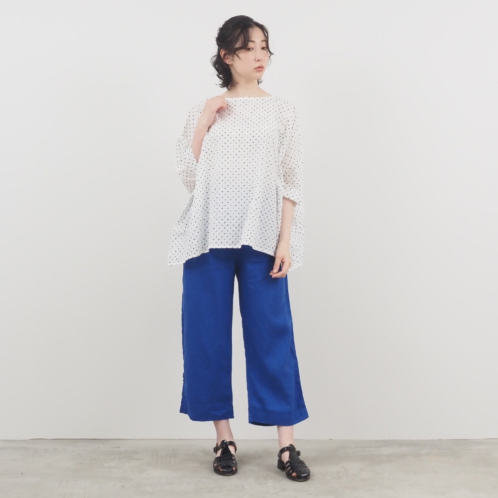 NARU(ナル) 80ローンリップルシンプルドット ゆったりブラウス 662831