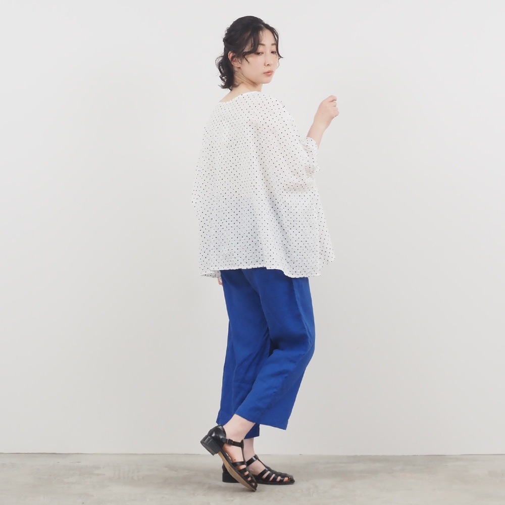 NARU(ナル) 80ローンリップルシンプルドット ゆったりブラウス 662831