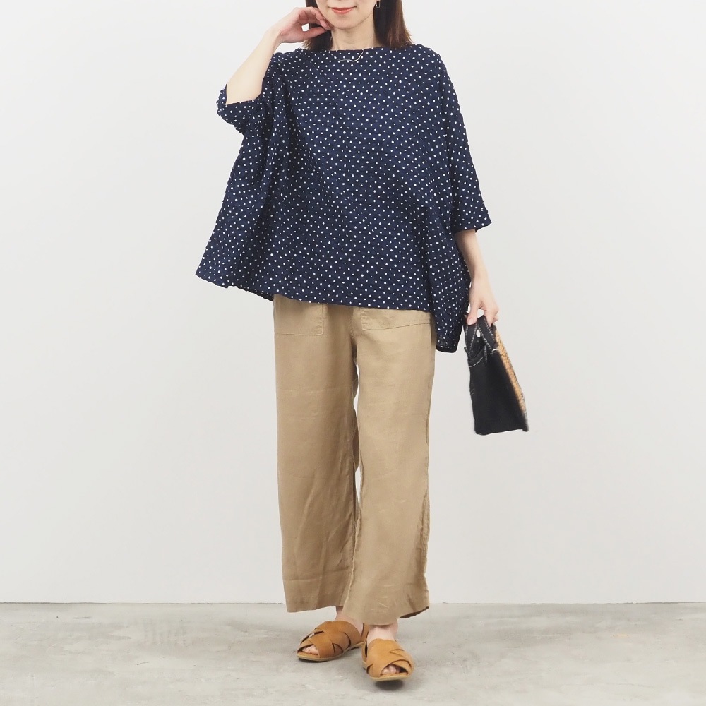 NARU(ナル) 80ローンリップルシンプルドット ゆったりブラウス 662831