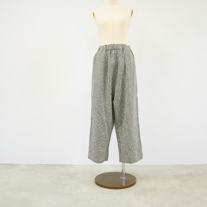 【予約】NARU(ナル) 綿麻チェック カフェパンツ 641830BG