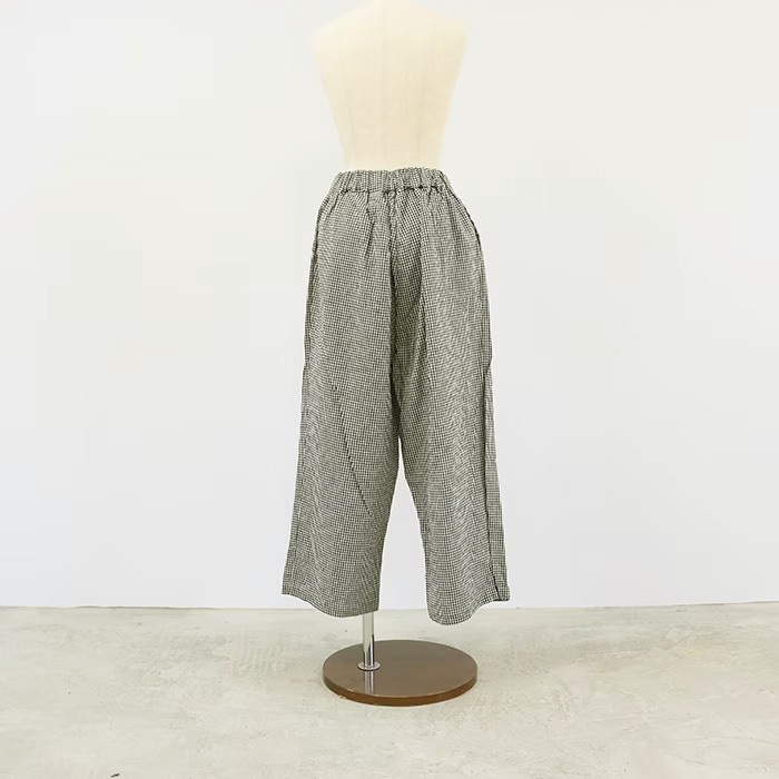 【予約】NARU(ナル) 綿麻チェック カフェパンツ 641830BG
