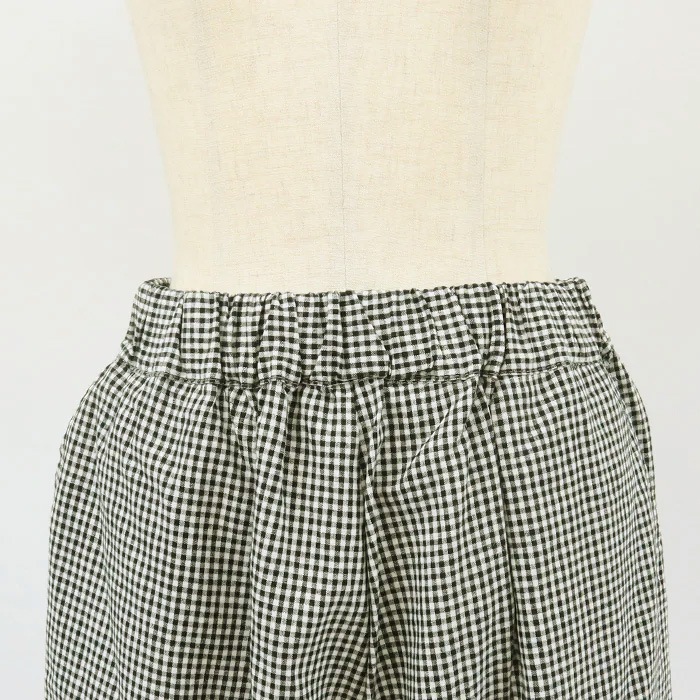 【予約】NARU(ナル) 綿麻チェック カフェパンツ 641830BG