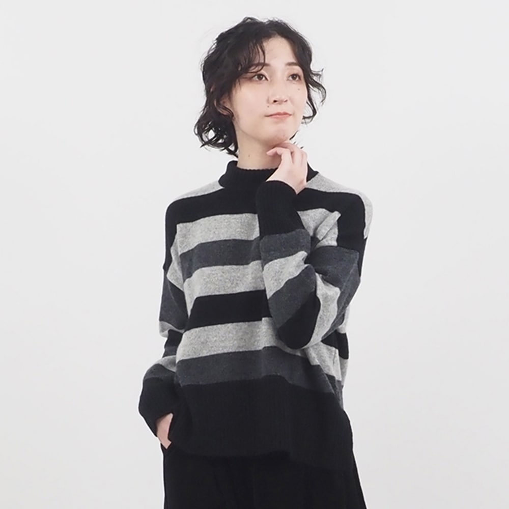 NARU(ナル) タスマニアラム マルチボーダーコモドニット 657605　