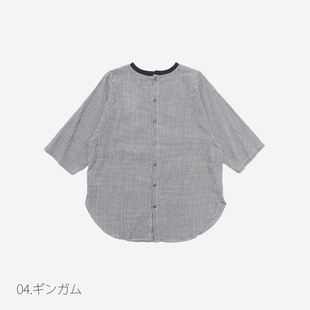 NARU(ナル) オーガニックコットンチェック ラウンドシャツ 662836