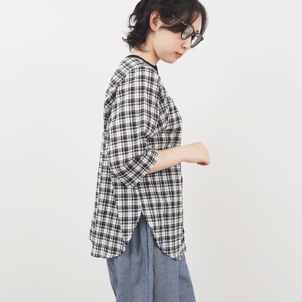 NARU(ナル) オーガニックコットンチェック ラウンドシャツ 662836