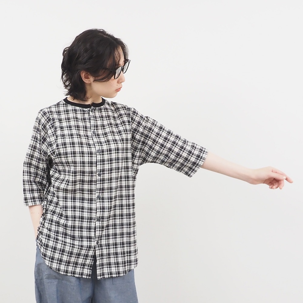 NARU(ナル) オーガニックコットンチェック ラウンドシャツ 662836