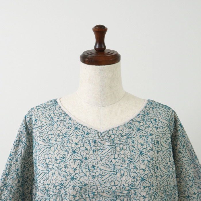 NARU(ナル) 60sローン花柄刺繍 バトーブラウス 654935