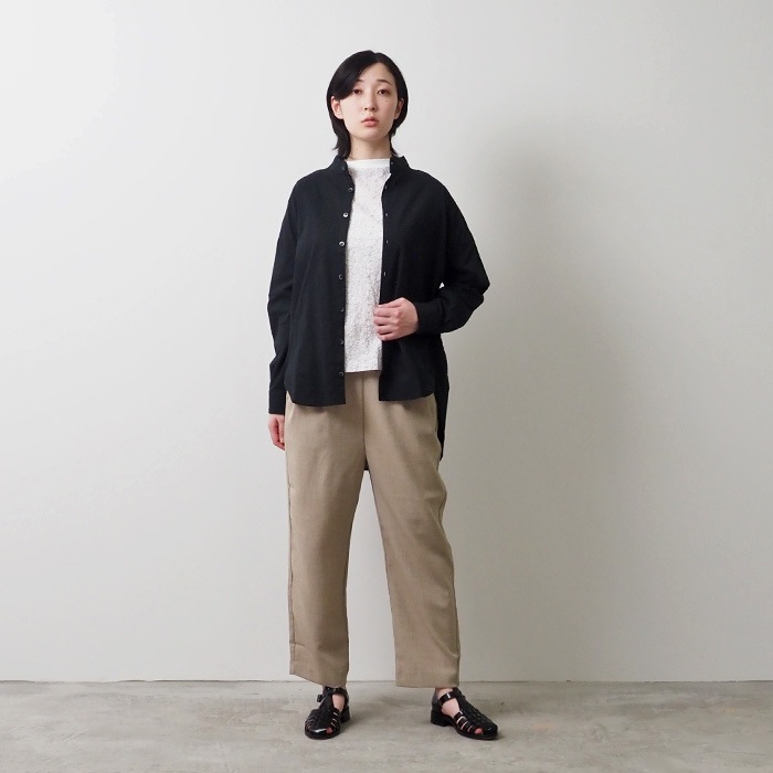 NARU(ナル) 40/2天竺×60sローン花柄刺繍 クルーネックPO 654045