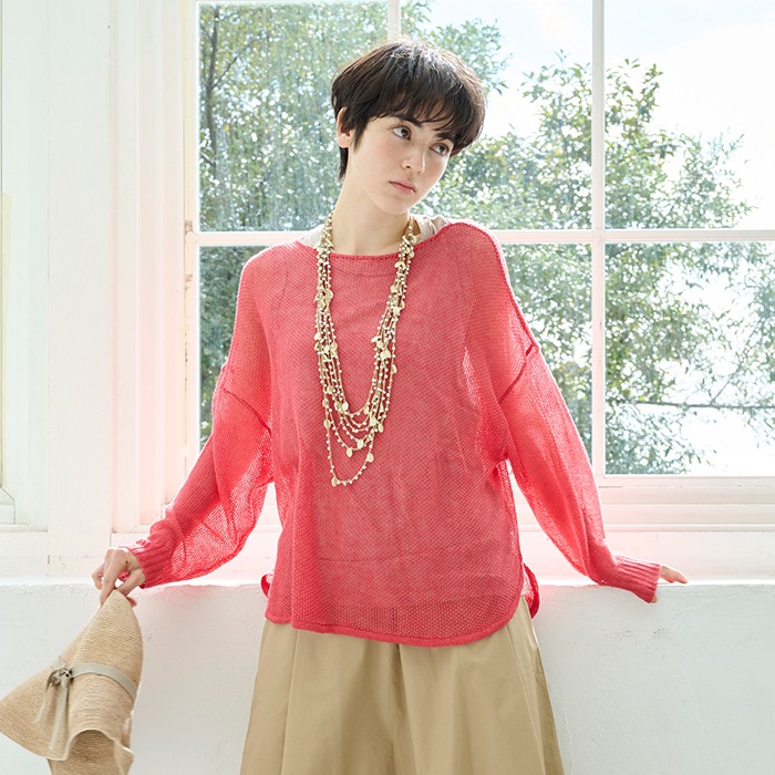 NARU(ナル) サフィランリネン 鹿の子メッシュニット 655751