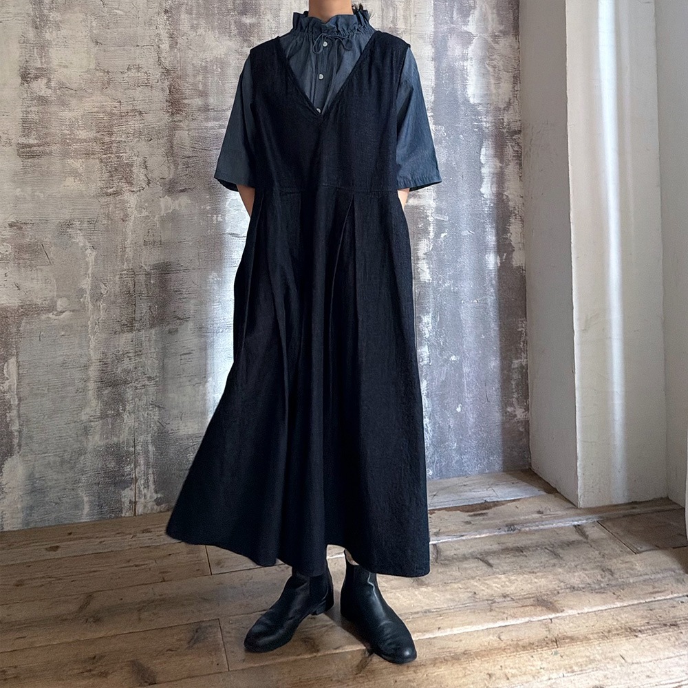 【予約】【あさこさんコラボ】NARU(ナル) 2.25デニム フリルネックブラウス 6S-ask-225D