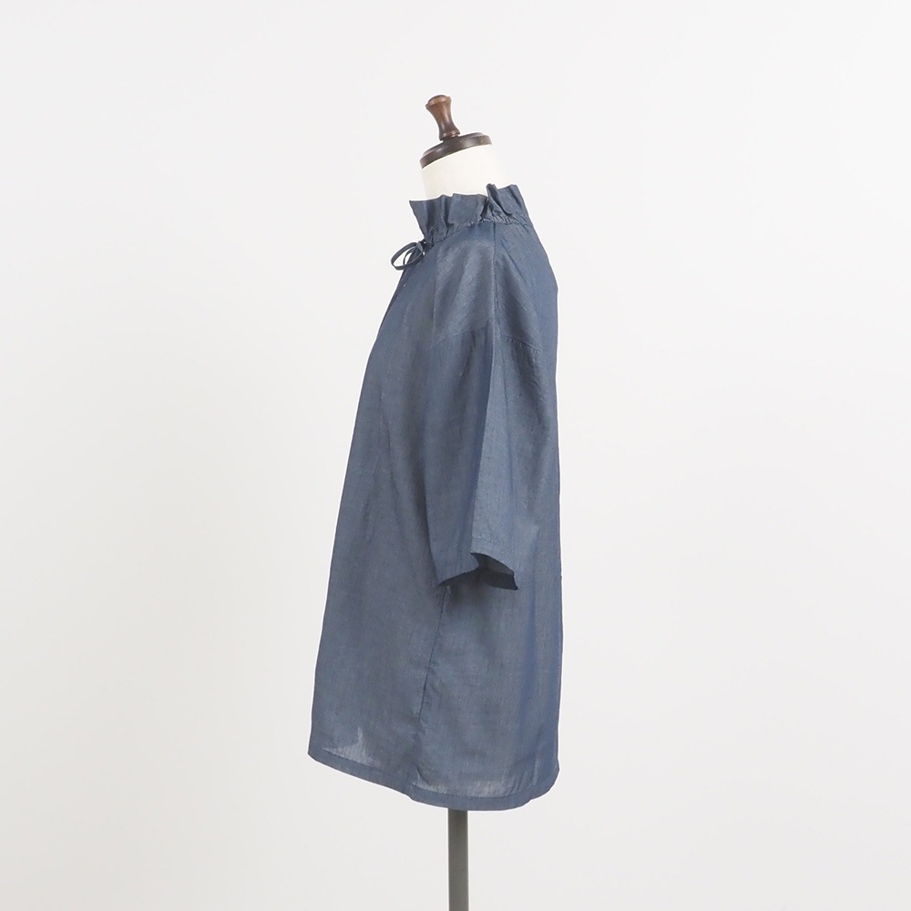 【予約】【あさこさんコラボ】NARU(ナル) 2.25デニム フリルネックブラウス 6S-ask-225D