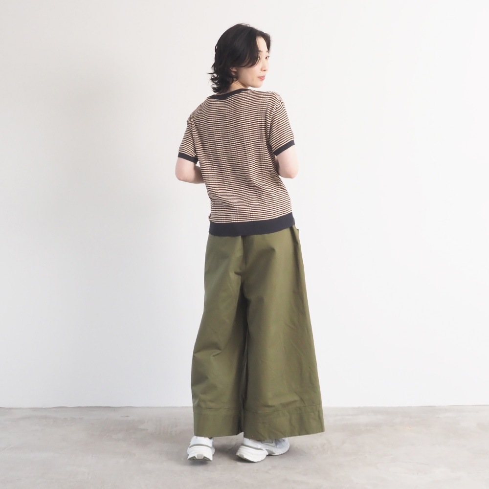 NARU(ナル) コンパクトヤーン マルチボーダーランダムリブ半袖ニット 670705