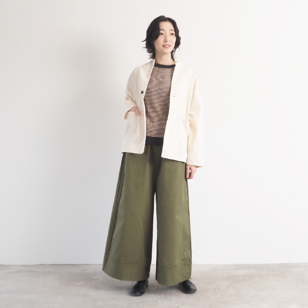 NARU(ナル) コンパクトヤーン マルチボーダーランダムリブ半袖ニット 670705