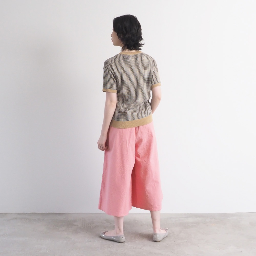 NARU(ナル) コンパクトヤーン マルチボーダーランダムリブ半袖ニット 670705