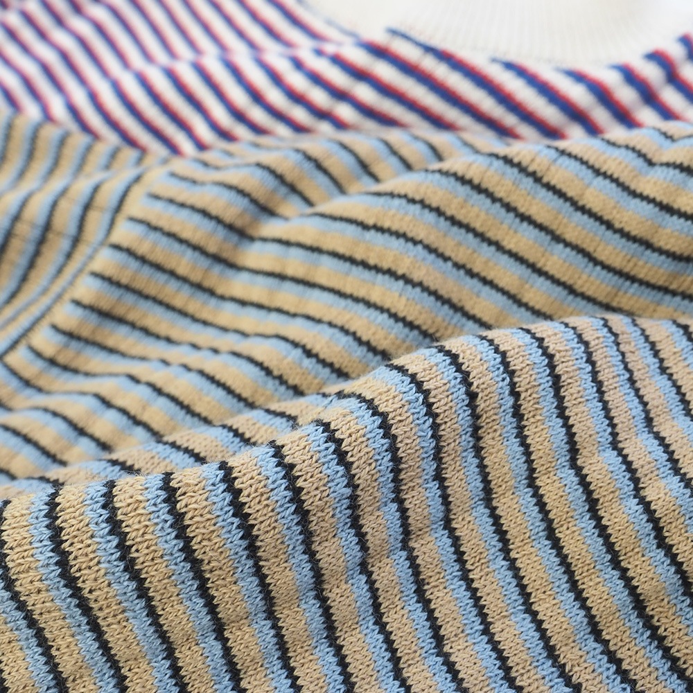 NARU(ナル) コンパクトヤーン マルチボーダーランダムリブ半袖ニット 670705