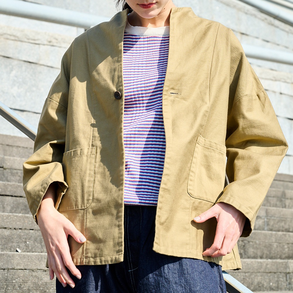 【予約】NARU(ナル) ムラ糸ミリタリーバックサテン ノッチジャケット 670810