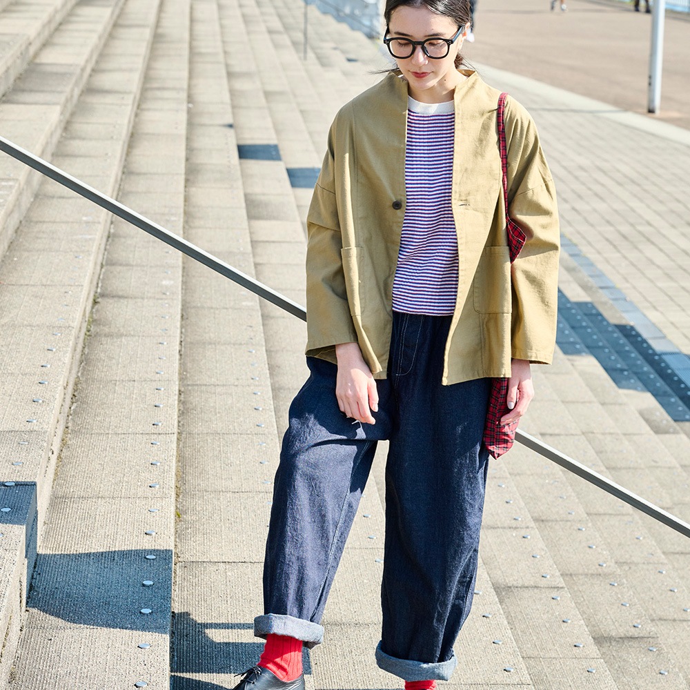 【予約】NARU(ナル) ムラ糸ミリタリーバックサテン ノッチジャケット 670810