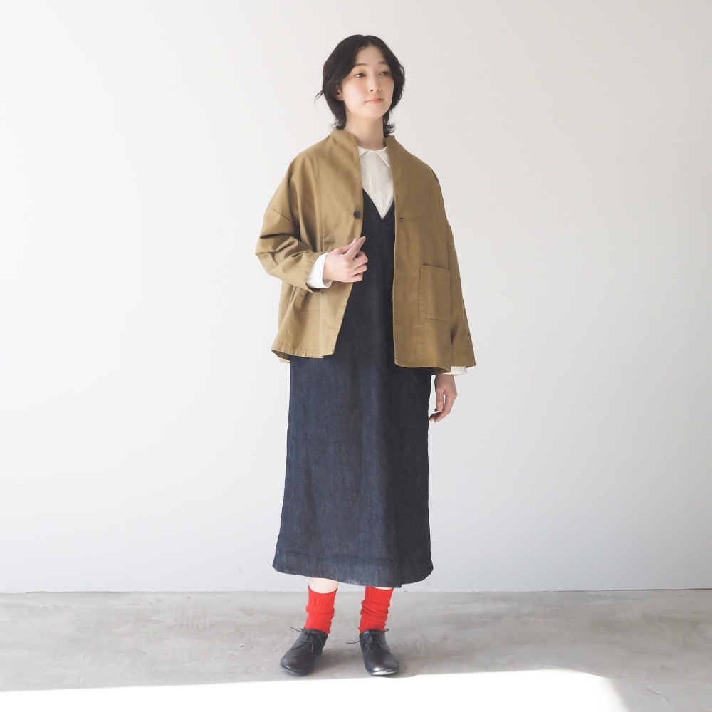 【予約】NARU(ナル) ムラ糸ミリタリーバックサテン ノッチジャケット 670810