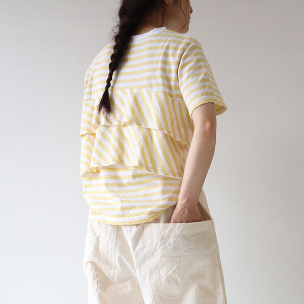 Naru ナル 40 2天竺ボーダーバックサイドフリルプルオーバー トップス カットソー Naru Online Store ナル オンラインストア