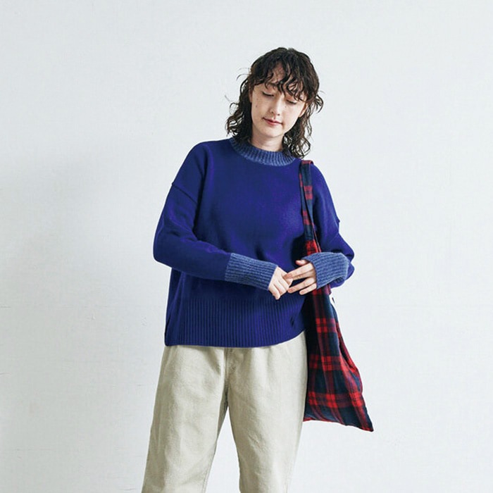 【キナリノコラボ！】NARU(ナル) タスマニアラムウール 配色コモドニット KR-TR-01